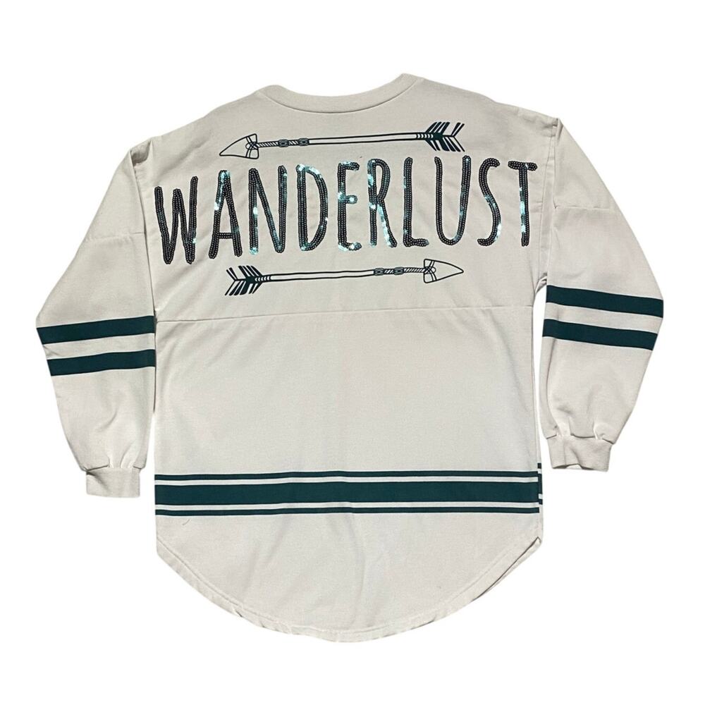 Wanderlust Rue 21 Top Men's Large Long Sleeve Top White and Green